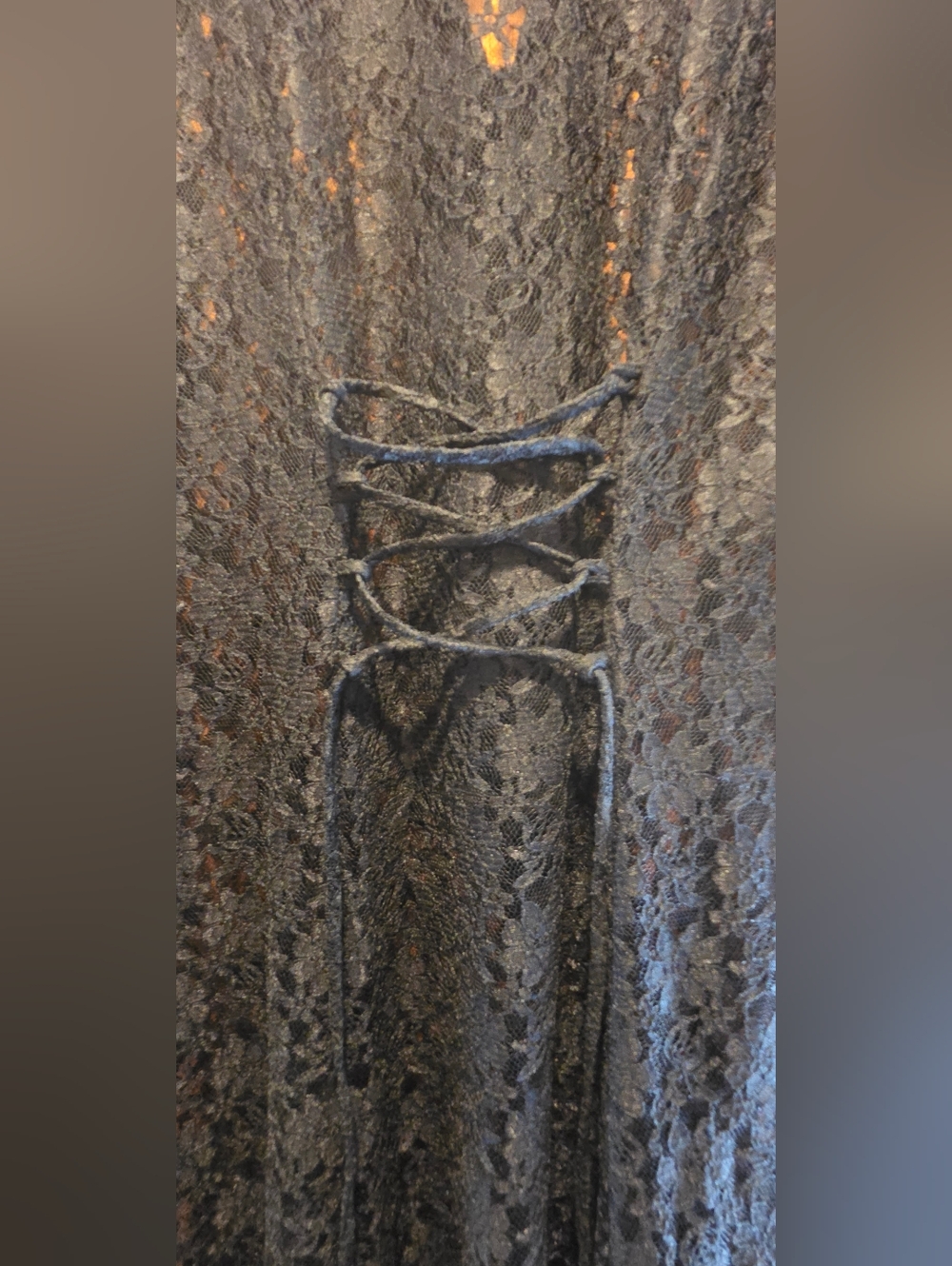 All That Jazz Vintage Sheer Black Lace Long Sleeve Maxi Dress SzM - Picture 5 of 12